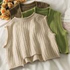 Details Cable-knit Crop Knit Vest In 5 Colors