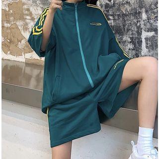 Striped 3/4-sleeve Jacket / Sweatshorts