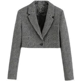 Zigzag Pattern Cropped Blazer