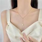 Faux Pearl Pendant Y Alloy Necklace Gold - One Size