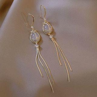 Rhinestone Faux Crystal Fringed Earring 1 Pair - Earring - As Shown In Figure - One Size