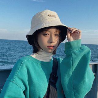 Smiley Applique Shearling Bucket Hat