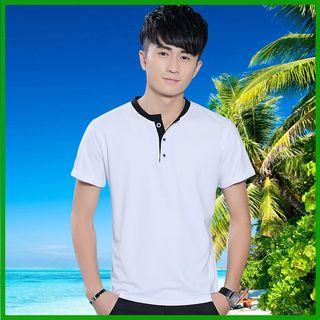 Contrast Trim Short-sleeve Henley