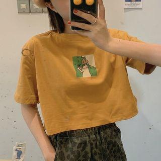 Short Sleeve Cropped Print T-shirt