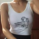 Lace Trim Embroidered Bear Tank Top