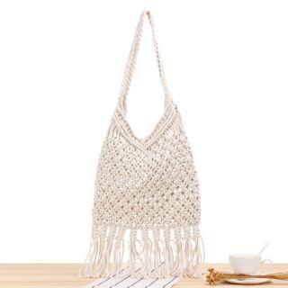 Fringe Woven Tote Bag