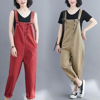 Cropped Straight Leg Denim Dungarees