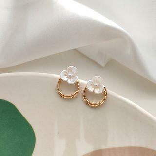Flower Hoop Stud Earring 925 Sterling Silver - As Shown In Figure - One Size