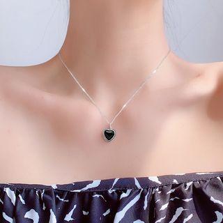 Heart Necklace 1 Piece - Black - One Size