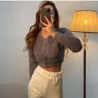 Long-sleeve Furry Cropped Top