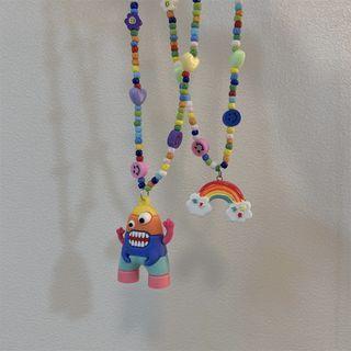 Monster / Rainbow Pendant Bead Choker