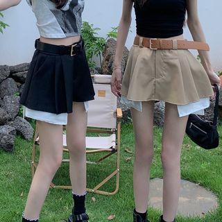 High-waist Asymmetrical Pleated Mini Skirt