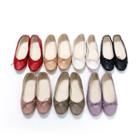 Beribboned Genuine-leather Flats