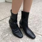 Square-toe Block-heel Ankle-boots