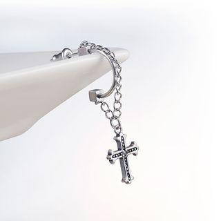 Cross Earring 1 Pair - Black - One Size