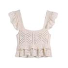 Ruffled Crochet Lace Camisole Top