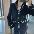 Long-sleeve Cropped Color-block Woven Jacket