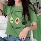 Cropped Avocado Print T-shirt