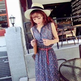 Sleeveless Floral Jumpsuit With Belt