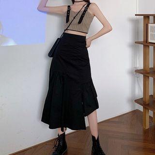 Buckled Tank Top / Asymmetric Midi A-line Skirt