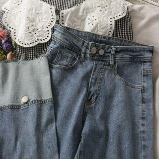 High-waist Colorblock Slim-fit Jeans