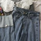 High-waist Colorblock Slim-fit Jeans