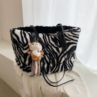 Zebra Print Fleece Tote Bag