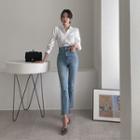High-rise Tab-waist Bootcut Jeans