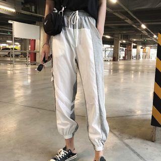 Contrast Trim Jogger Pants Gray - One Size