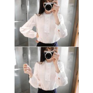 Faux-pearl Beaded Long-sleeve Top