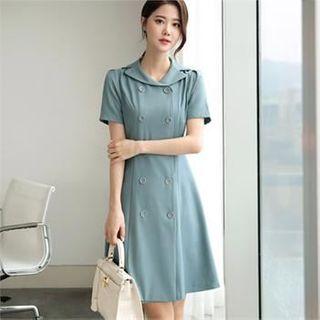 Short-sleeve Double-breasted Coatdress