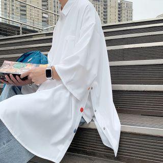 3/4 Sleeve Slit Oversized Shirt