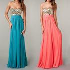 Embellished Strapless A-line Evening Gown