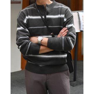 Sleeved Striped Knit Henley