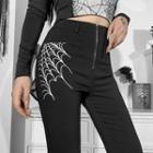 Spiderweb Print Skinny Pants