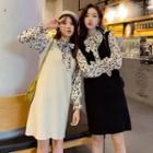 Mock Two-piece Long-sleeve Knit Shift Dress