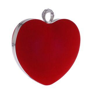 Faux-suede Heart-shaped Rhinestone Clutch