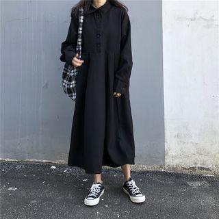 Plain Shirtdress Black - One Size
