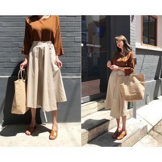 Wrap-front Flare Skirt