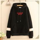 Bubble Gum Embroidered Color-block Hoodie
