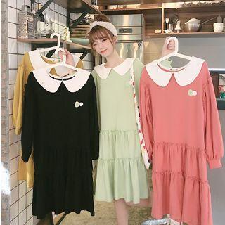 Peter Pan Collar Button Long-sleeve A-line Dress