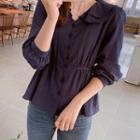 Layered-collar Tie-waist Blouse