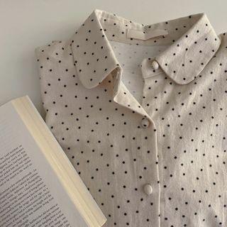 Polka-dot Cotton Shirt Ivory - One Size