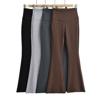 High-waist Side Zippe Boot-cut Pants