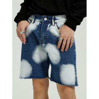 Tie-dye Print Denim Straight Leg Shorts