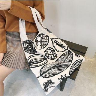 Fruit Print Tote Bag Beige - One Size