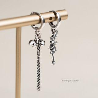 Non-matching 925 Sterling Silver Fairy Dangle Earring 1 Pair - Silver - One Size