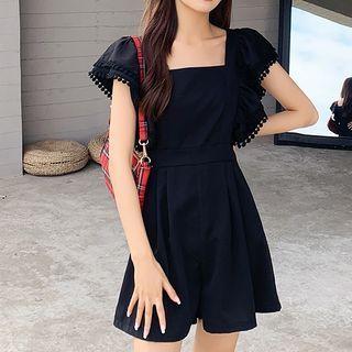 Short-sleeve Ruffled Wide-leg Romper