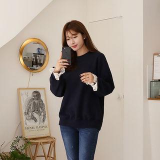 Lace-layered Loose-fit Sweatshirt