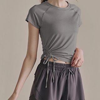 Drawstring Sports Cropped T-shirt